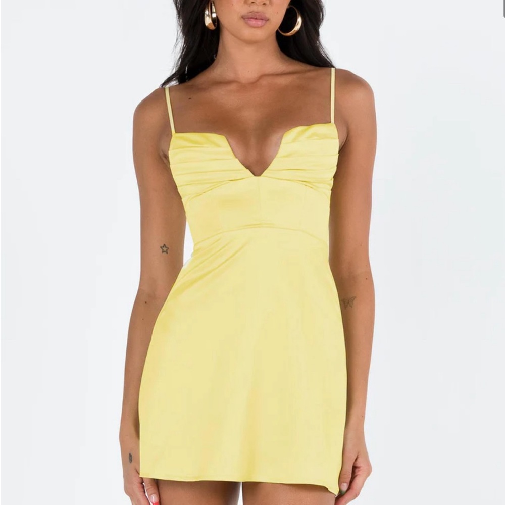 DELLA MINI DRESS BUTTER YELLOW PRINCESS POLLY SIZE 4